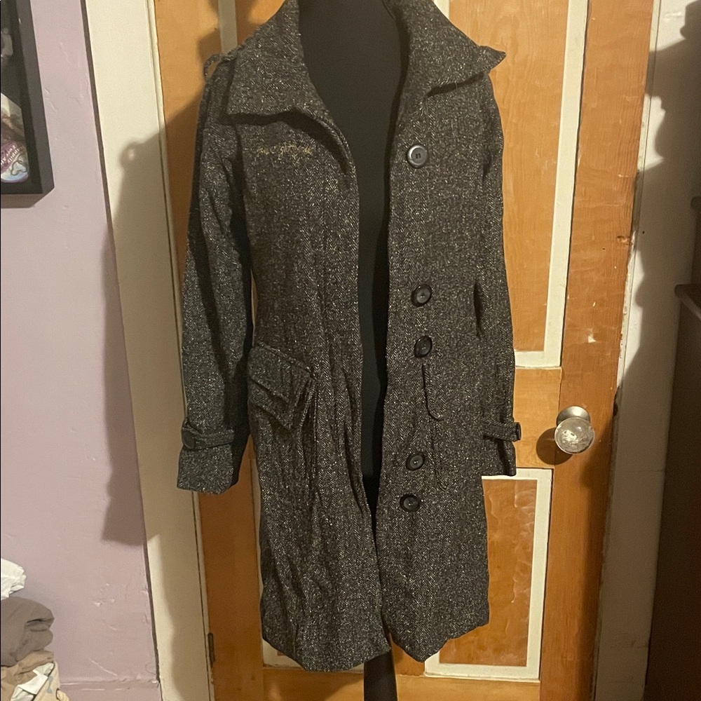 686 Women's Charcoal Tweed Trench Coat
